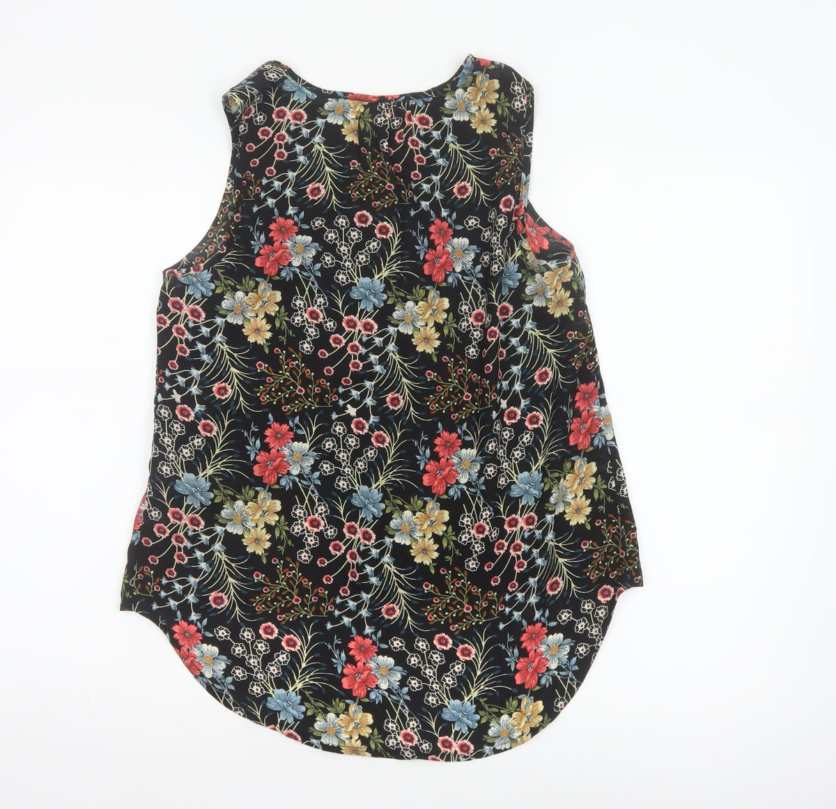 Close-up detail of Only Women’s Black Floral Sleeveless Blouse UK 10 Lightweight