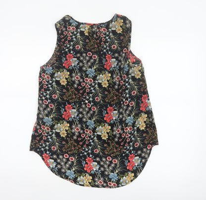 Close-up detail of Only Women’s Black Floral Sleeveless Blouse UK 10 Lightweight