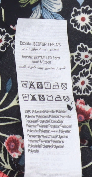 Brand and care label for Only Women’s Black Floral Sleeveless Blouse UK 10 Lightweight