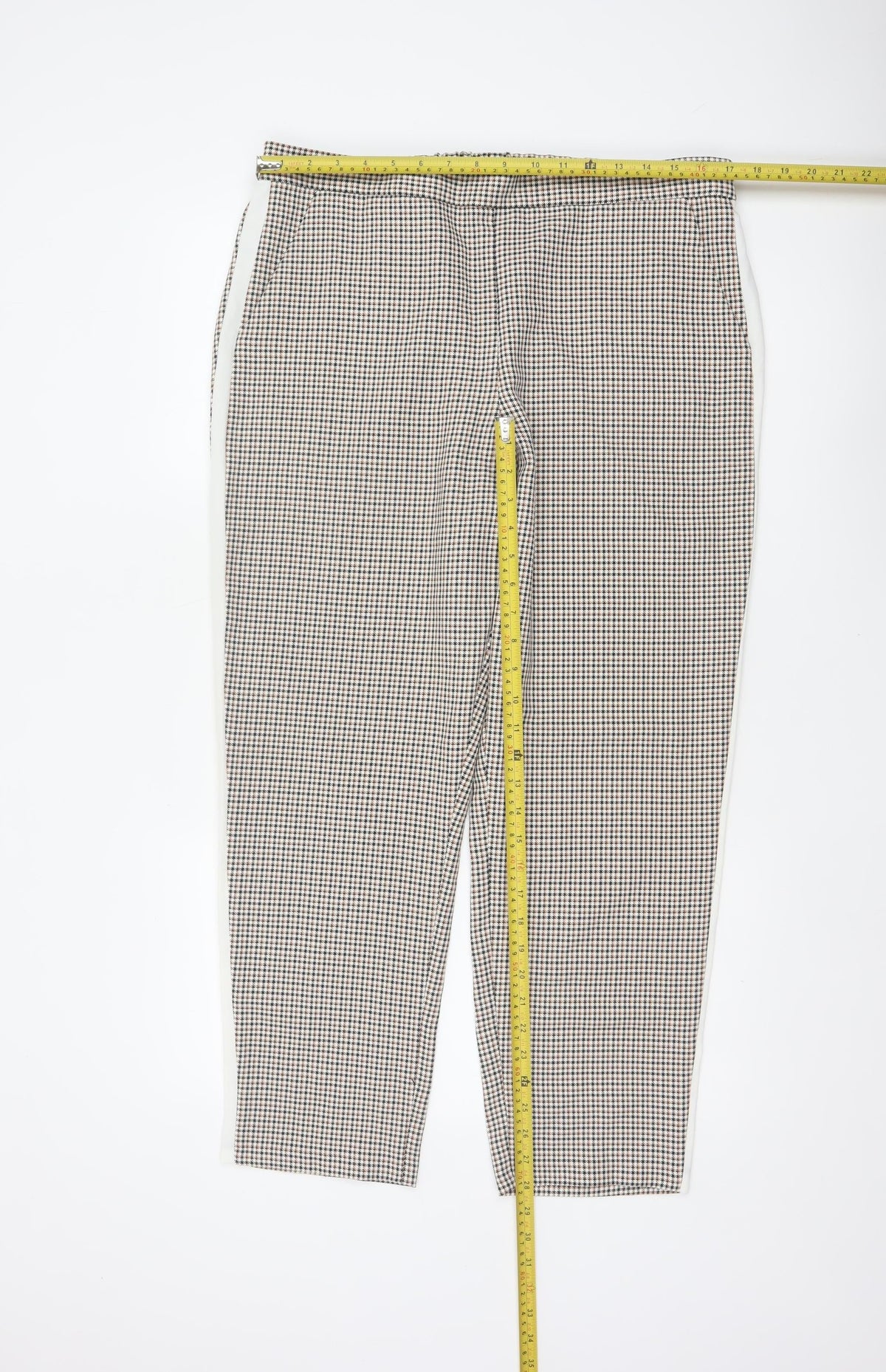 Back view of ASOS Women’s Multicoloured Check Tapered Smart Trousers UK 16