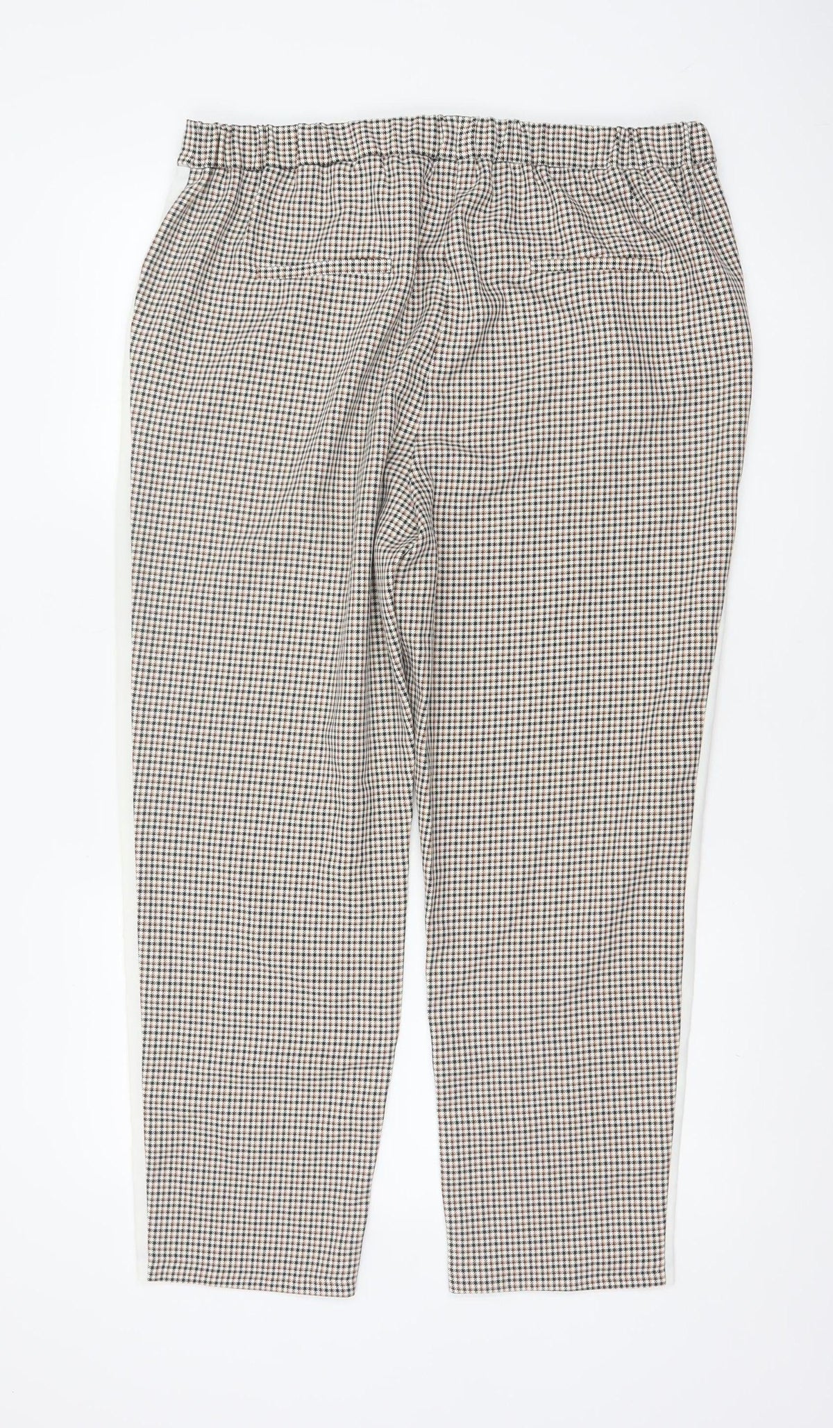 Close-up detail of ASOS Women’s Multicoloured Check Tapered Smart Trousers UK 16