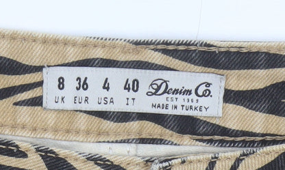 Additional view of Denim Co Women Brown Zebra Print Denim Mini A-Line Skirt UK 8