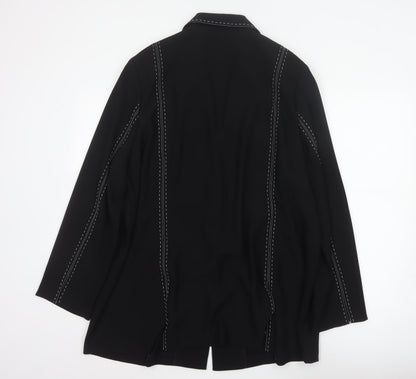 Claudia Stevens Women Black Size 24 Long Blazer White Stitch Tailored