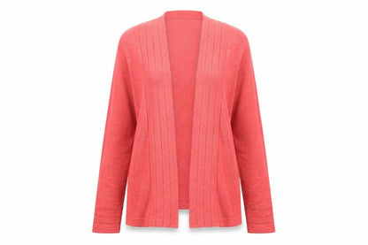White Stuff Women Pink UK 10 Open Knit Long Sleeve Cardigan