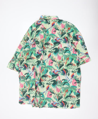 & Other Stories Women Green Tropical Bird Floral Shirt UK 10