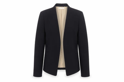 H&M Women Black UK 10 Open Front Lined Tailored Blazer Jacket