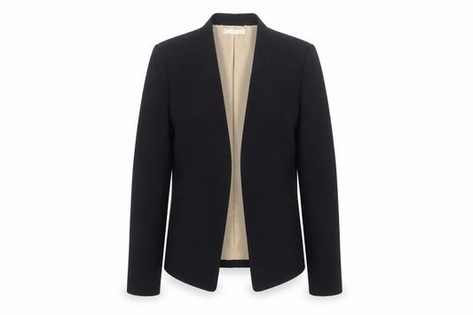 H&M Women Black UK 10 Open Front Lined Tailored Blazer Jacket
