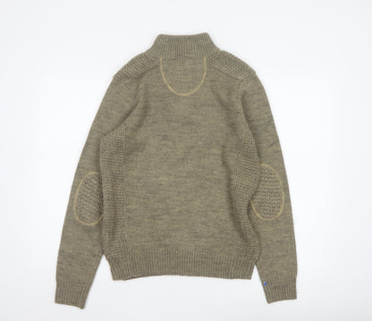 SoulCal Men’s Green S Henley High Neck Knit Wool Blend Jumper