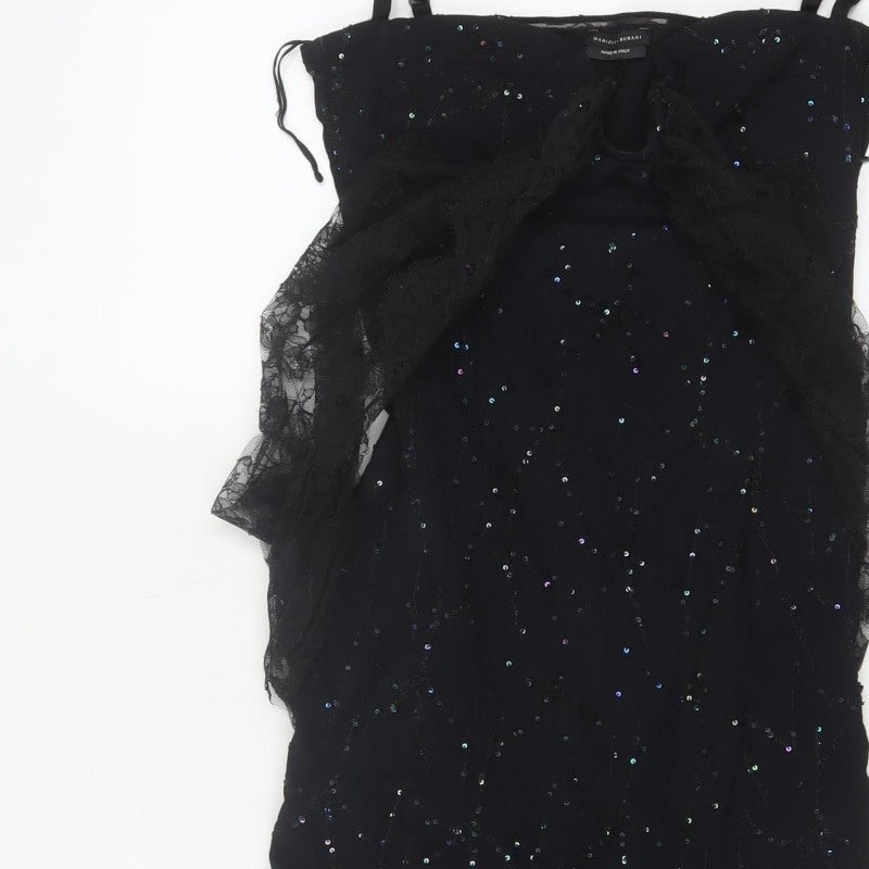 Mariella Burani Women Black UK 8 Sequin Lace Mermaid Evening Dress
