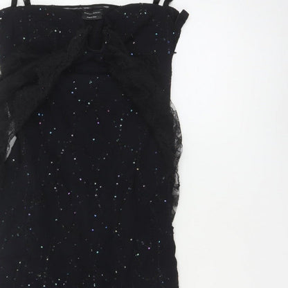 Mariella Burani Women Black UK 8 Sequin Lace Mermaid Evening Dress