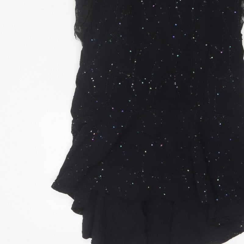 Mariella Burani Women Black UK 8 Sequin Lace Mermaid Evening Dress