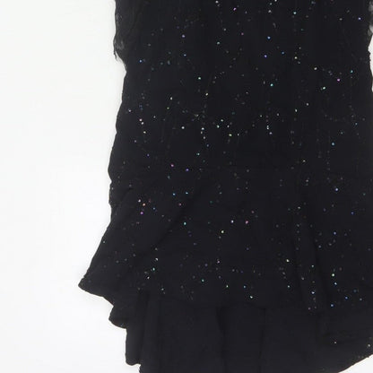 Mariella Burani Women Black UK 8 Sequin Lace Mermaid Evening Dress