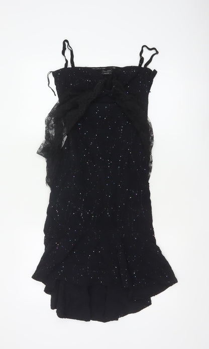 Mariella Burani Women Black UK 8 Sequin Lace Mermaid Evening Dress