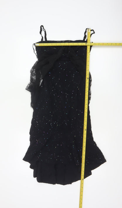 Mariella Burani Women Black UK 8 Sequin Lace Mermaid Evening Dress