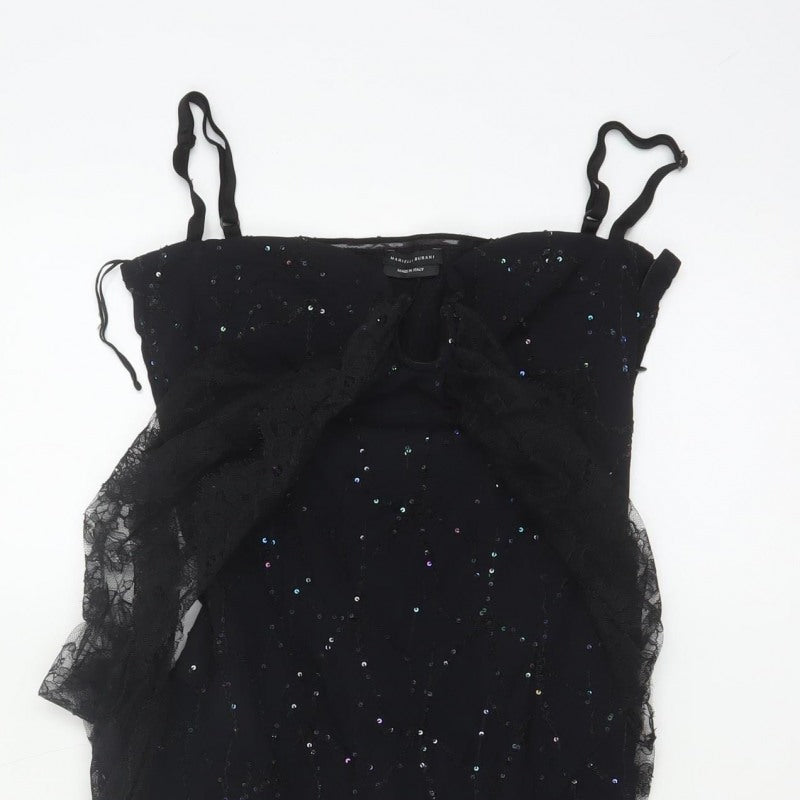 Mariella Burani Women Black UK 8 Sequin Lace Mermaid Evening Dress