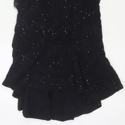 Mariella Burani Women Black UK 8 Sequin Lace Mermaid Evening Dress
