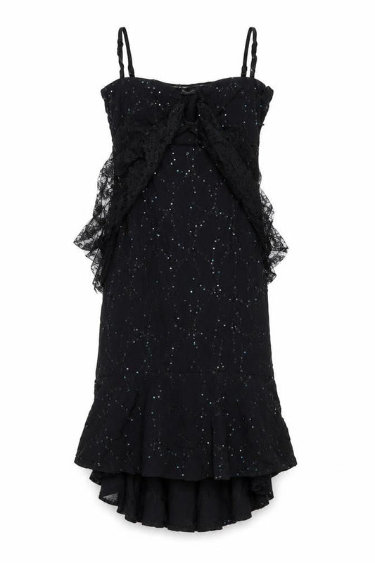 Mariella Burani Women Black UK 8 Sequin Lace Mermaid Evening Dress