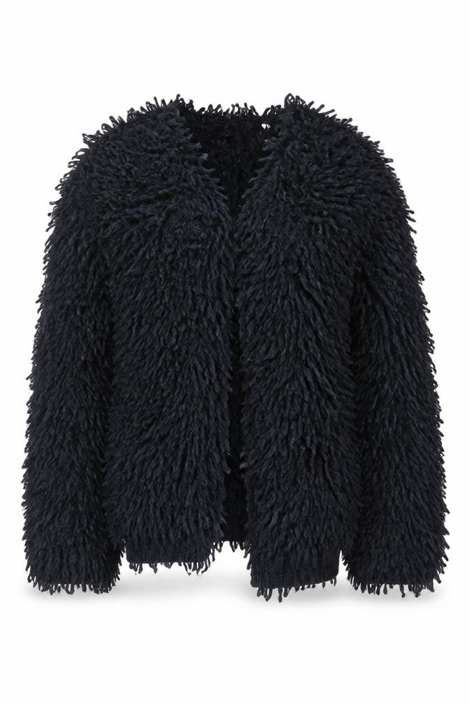 Next Women’s Blue Size 10 Chunky Shaggy Knit Open Cardigan
