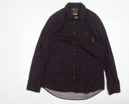 River Island Men’s Blue L Cotton Printed Button-Up Shirt