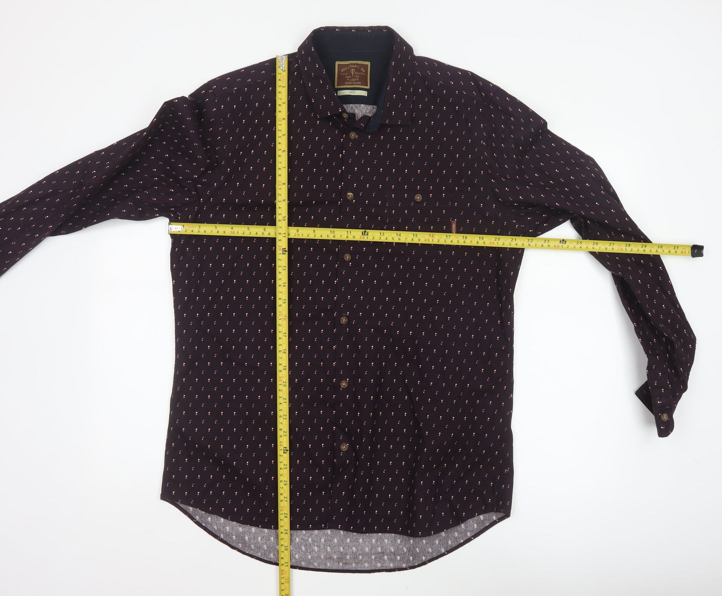 River Island Men’s Blue L Cotton Printed Button-Up Shirt