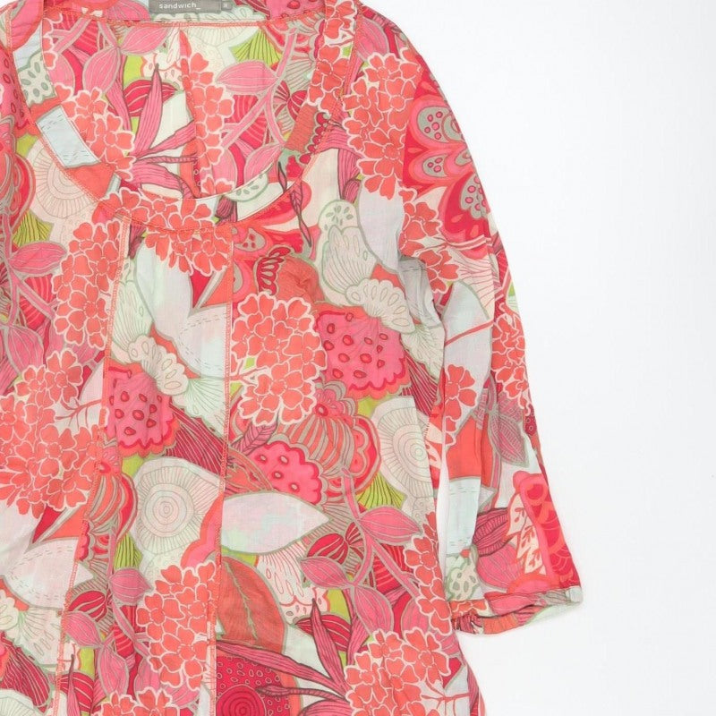 Sandwich Women’s Multicoloured Floral Kimono Blouse UK 10 Sheer Tie