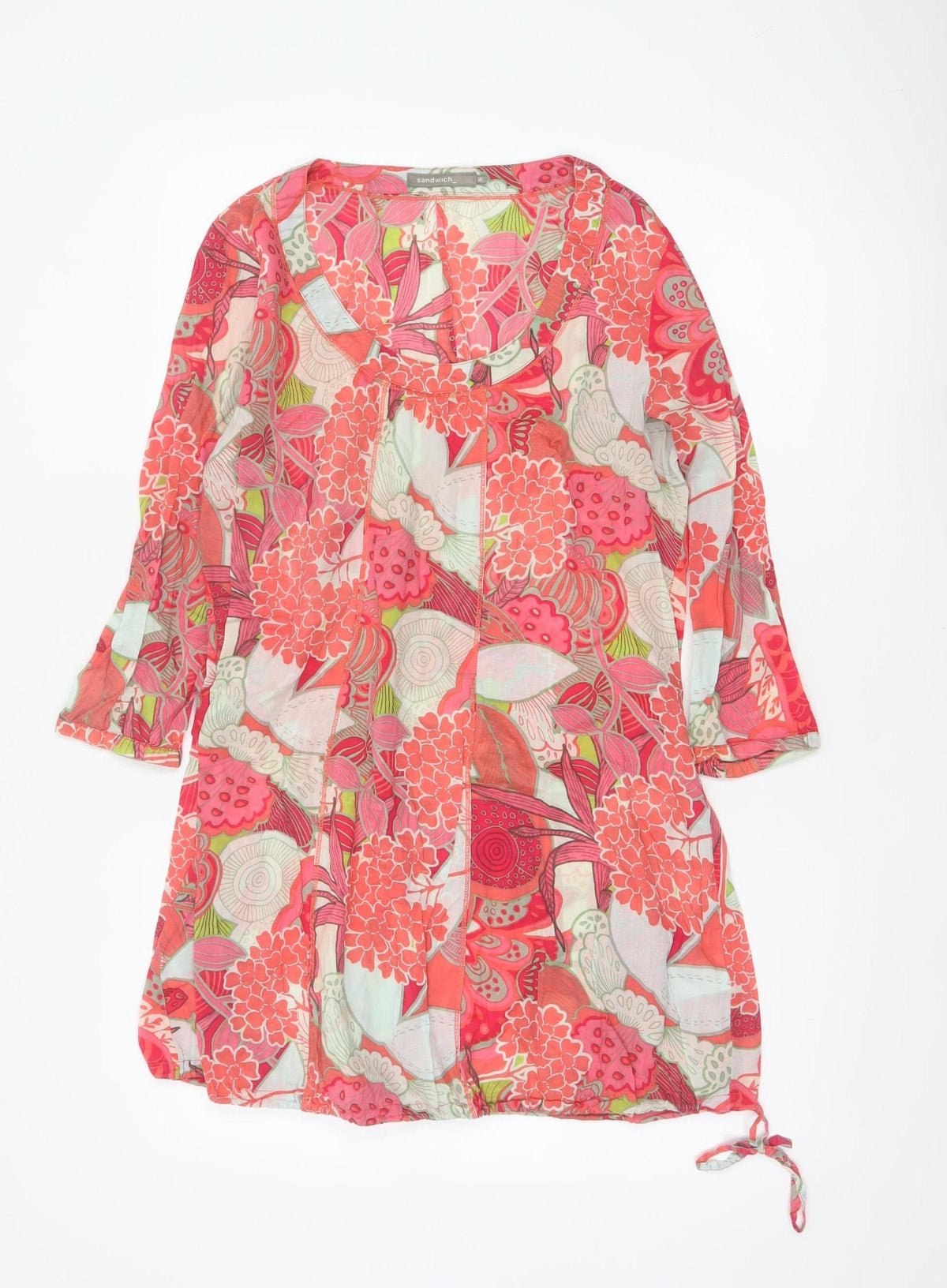 Sandwich Women’s Multicoloured Floral Kimono Blouse UK 10 Sheer Tie