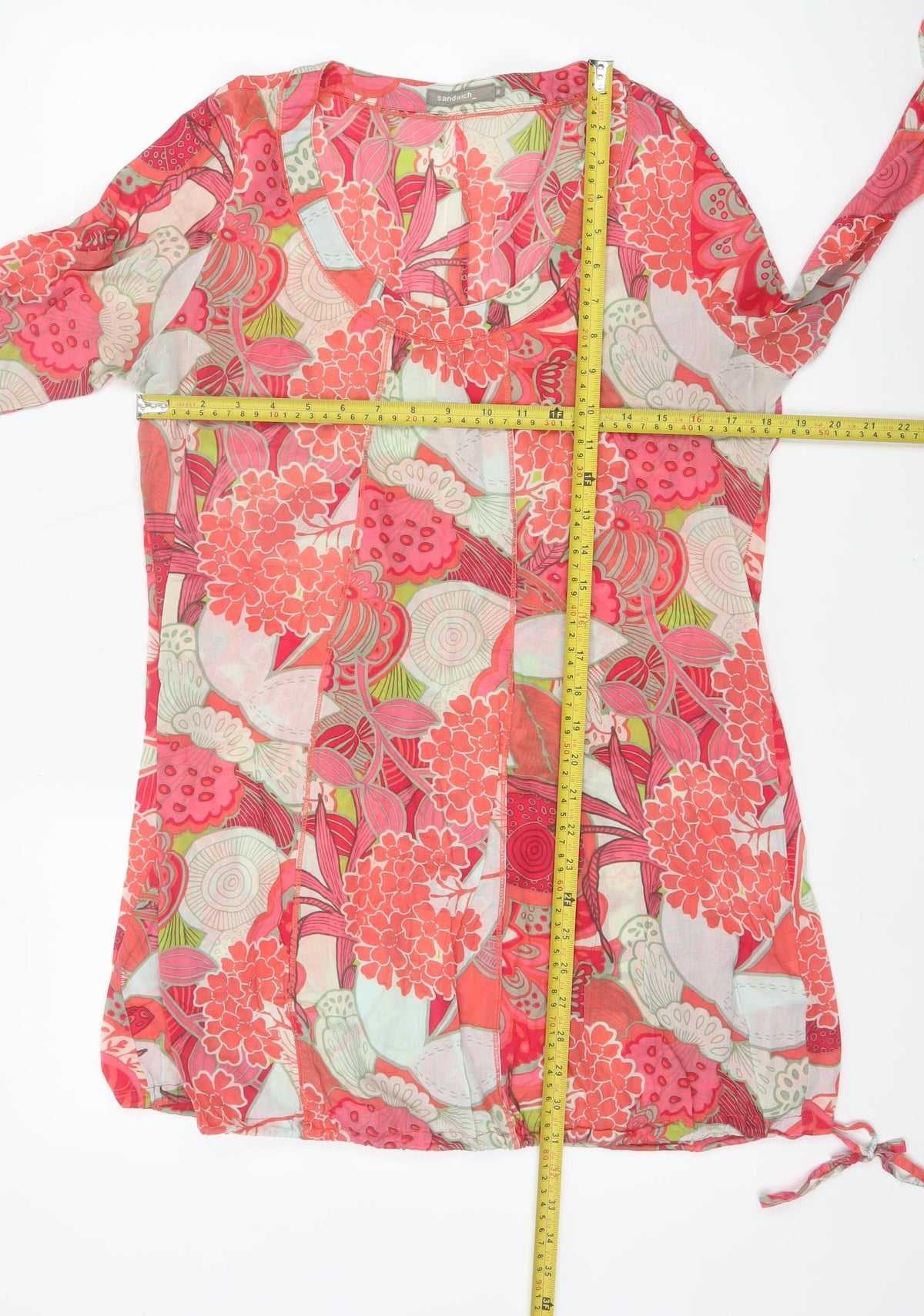 Sandwich Women’s Multicoloured Floral Kimono Blouse UK 10 Sheer Tie