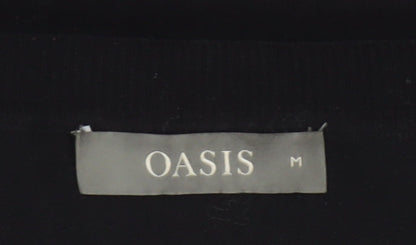 Oasis Women Black M Floral Metallic Knit Crew Neck Pullover Jumper