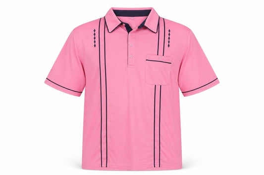 Chums Men's Pink 2XL Retro Contrast Trim Short Sleeve Polo Shirt
