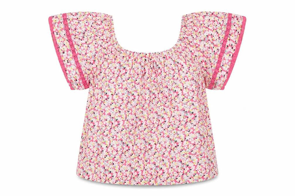 Marks & Spencer Women Pink UK 12 Floral Square Neck Lace Blouse