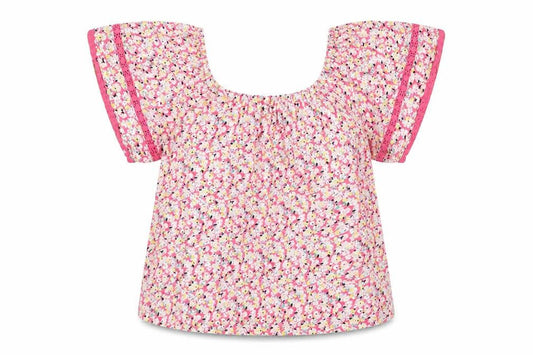 Marks & Spencer Women Pink UK 12 Floral Square Neck Lace Blouse