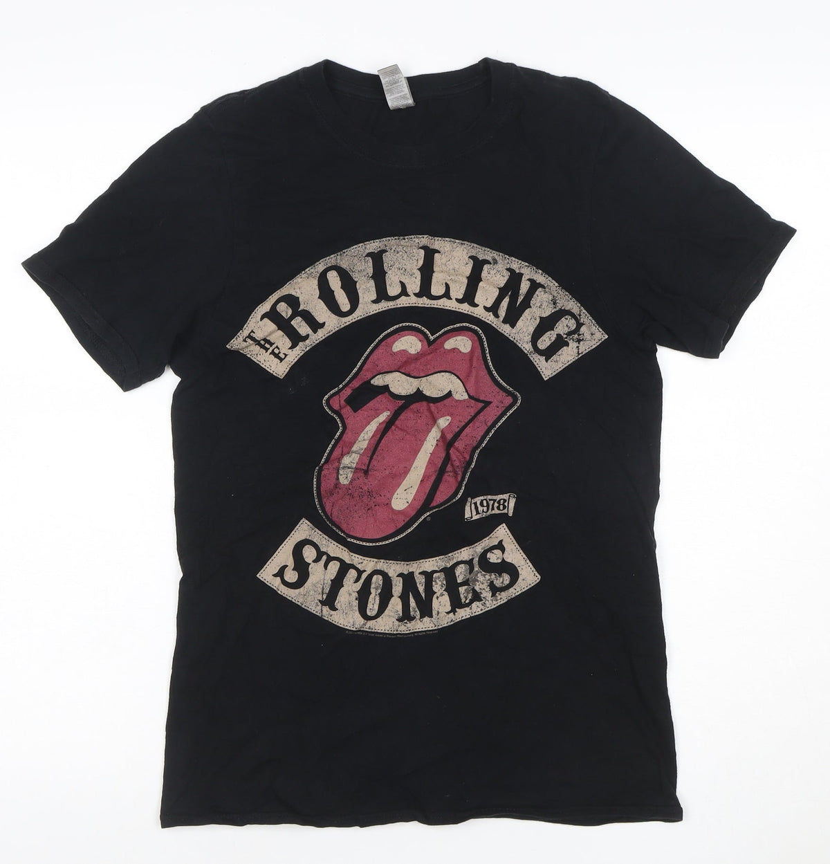 Additional front view of Gildan unisex black s rolling stones 1978 rock graphic t-shirt