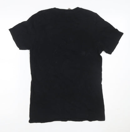 Back view of Gildan unisex black s rolling stones 1978 rock graphic t-shirt