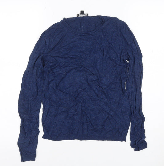 Whistles Women Blue UK 10 Alpaca Wool Crew Neck Long Sleeve Knit Top