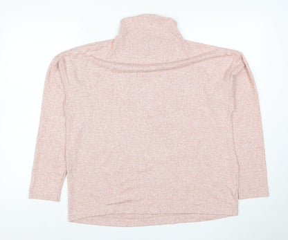 Uniqlo Women Pink Marl High Neck Pullover Sweatshirt Size L