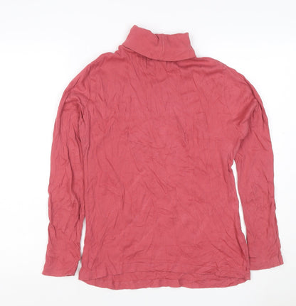 River Island Women Pink Size 12 Ribbed Roll Neck Jersey Top
