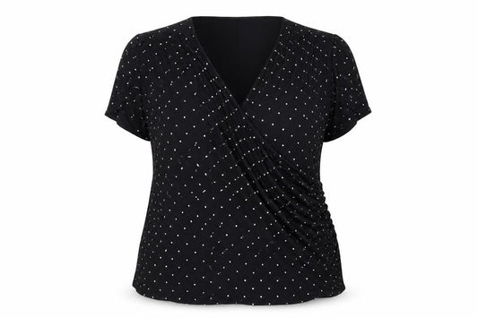 Crew Clothing Company Women Black Polka Dot Wrap Blouse Size 16