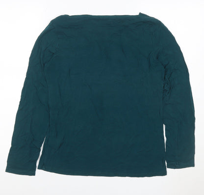 Oasis Women Green UK 14 Cowl Neck Long Sleeve Jersey Blouse