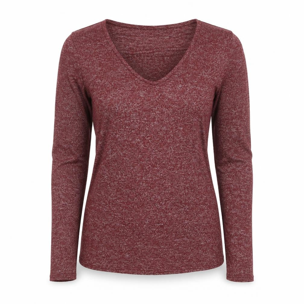 Hollister Women Red Small Ruffle V-Neck Long Sleeve Jersey Top