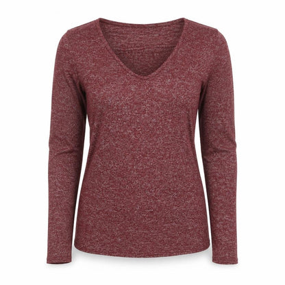 Hollister Women Red Small Ruffle V-Neck Long Sleeve Jersey Top