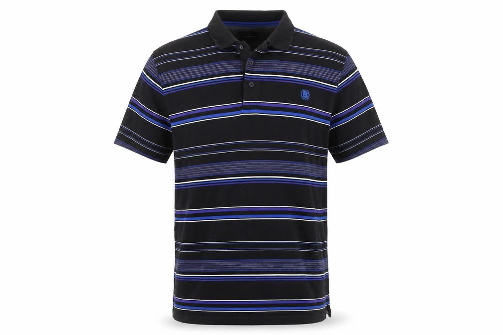 Marks & Spencer Blue Harbour Men’s Black Blue Striped Cotton Polo Shirt M