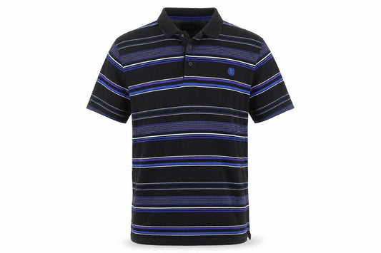 Marks & Spencer Blue Harbour Men’s Black Blue Striped Cotton Polo Shirt M