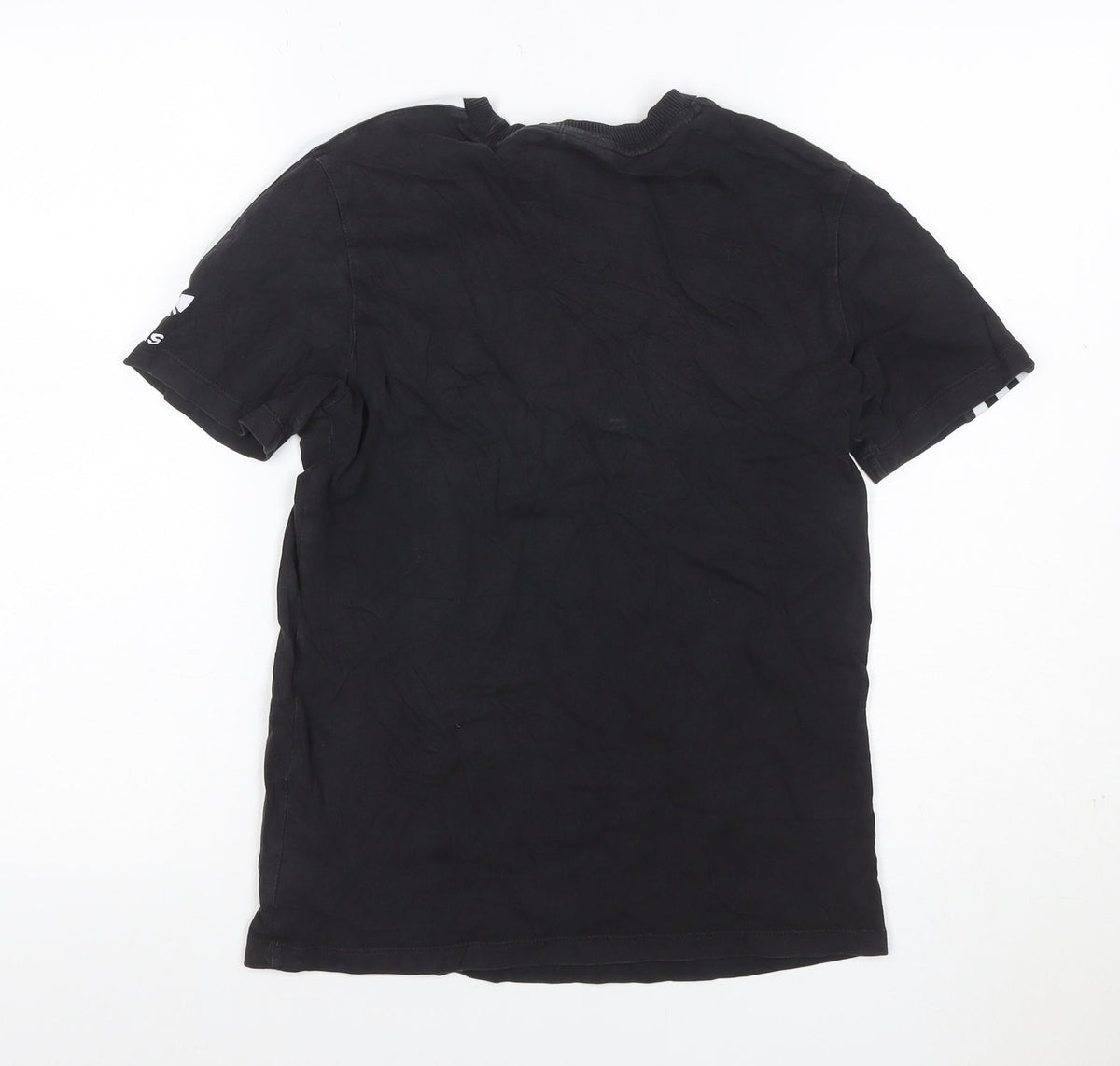 Back view of adidas Women Black UK 8 Basic 3 Stripe Crew Neck T-Shirt