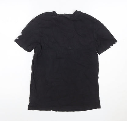 Back view of adidas Women Black UK 8 Basic 3 Stripe Crew Neck T-Shirt