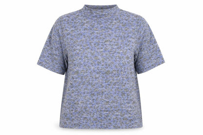 Marks & Spencer Women Blue Grey Leopard Print Mock Neck Top UK 22