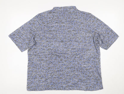 Marks & Spencer Women Blue Grey Leopard Print Mock Neck Top UK 22