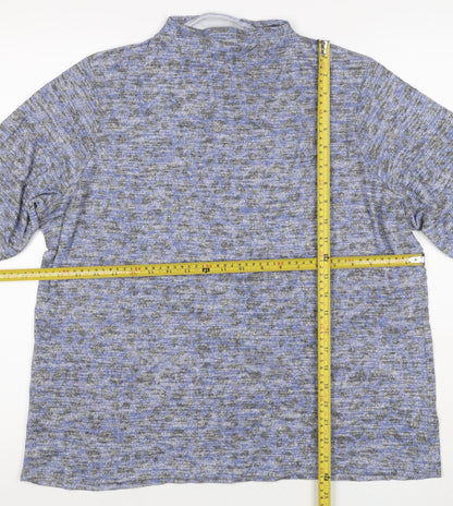 Marks & Spencer Women Blue Grey Leopard Print Mock Neck Top UK 22