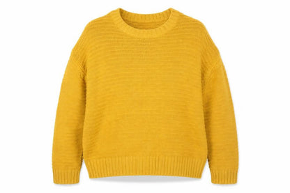 H&M Women Yellow L Cable Knit Raglan Crew Neck Pullover Jumper