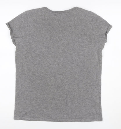Disney Women’s Grey Floral Mickey Mouse Short Sleeve T-Shirt UK 10
