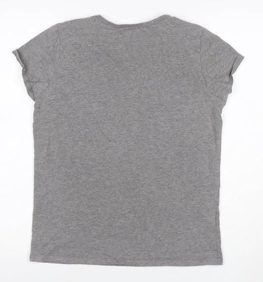Disney Women’s Grey Floral Mickey Mouse Short Sleeve T-Shirt UK 10